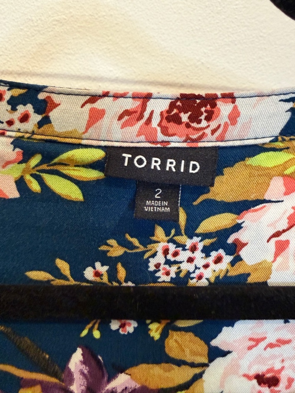 torrid Navy Floral High-Low Dress with Pink & Cream Roses - Picture 5 of 8